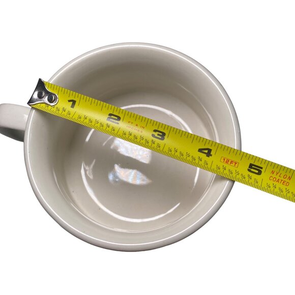 Vintage Speckled Stoneware Soup Mug With Blue Stripe - Picture 5 of 6